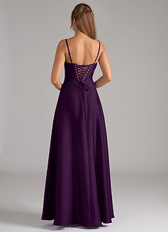 Azazie Valentine Bridesmaid Dresses Grape A-Line Corset Stretch Satin Dress image5