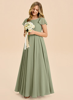 Azazie Cady Junior Pistachio A-Line Pleated Chiffon Dress image4