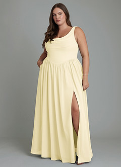 Azazie Novi Bridesmaid Dresses Lemon Sorbet A-Line Pleated Chiffon Dress image7