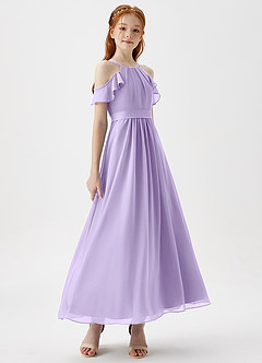 Azazie Chaya Junior Lilac A-Line Off the Shoulder Chiffon Dress image6