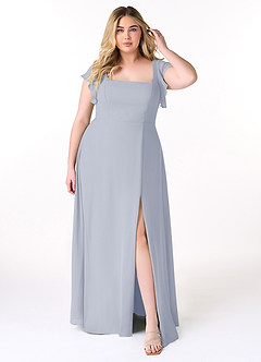 Azazie Bondi Bridesmaid Dresses Dusty Lavender A-Line Ruffled Chiffon Dress image7