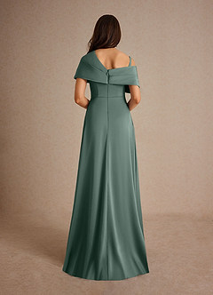 Azazie Milton Mère de la mariée Robes Robe Trapèze en Satin extensible Plissée Mousse De Mer image4