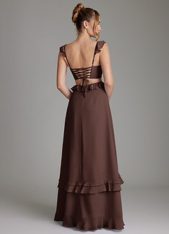 Azazie Malaya Vestidos de damas de honor Vestido de Ganache de Gasa de Corte en A con Corsé image2