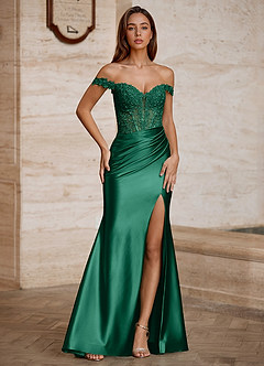 Azazie 2026 Sexy Lace Up Beading Mermaid Prom Dress Dark Green Gown