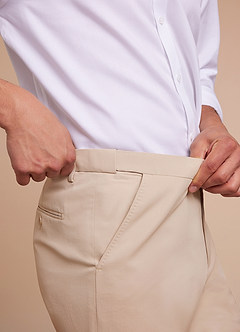 front Carter Tan Cotton Linen Blend Dress Pants