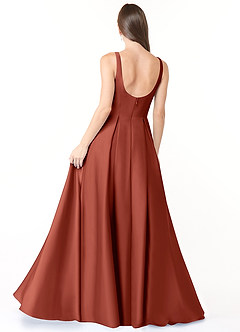 Azazie Neve Brautjungfernkleider Ballkleid mit Taschen Stretch-Satin Kleid Terrakotta image2