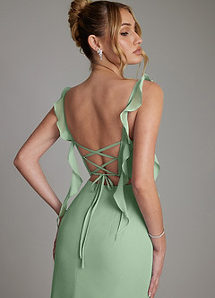 Azazie Jessamine 신부 들러리 드레스 인어 코르셋 쉬폰 바닥 길이 드레스 image2