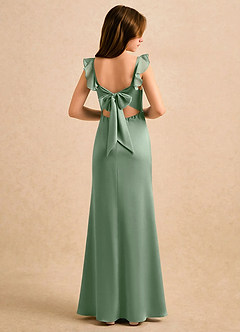 Azazie Novalie Girls Formal Flower Girl Dresses Matcha Mermaid Bow Stretch Satin Dress image1