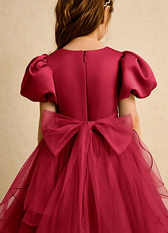 Azazie Cocoa vestidos de niña de las flores Vestido de Escarlata de Tul de Princesa con Plisado image9