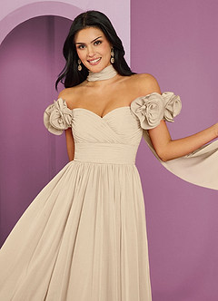 Barbie ♥ Azazie Jurken voor bruidsmeisjes Converteerbaar Jurk van Chiffon met A-Lijn Off the Shoulder Champagne image16