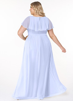 Azazie Jael Brautjungfernkleider A-Linie V-Hals Gittergewebe Kleid Lavendel image10
