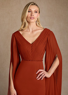 Azazie Ellsworth Kleider für die Brautmutter Spalte Plissee Stretch-Krepp Kleid Rost image5