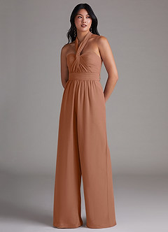 Azazie Lamara Bridesmaid Dresses Bronzer Off the Shoulder Chiffon Convertible Jumpsuit image8