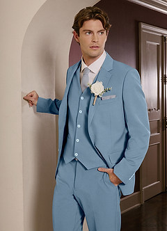 front James Light Blue Structured Stretch 3-piece suit