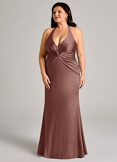 Azazie Valerie Suknie dla druhen Syrena Pofałdowany Satyna elastyczna Do ziemi Sukienka image11