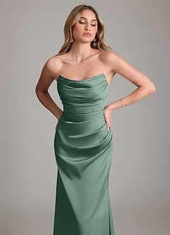 Azazie Lucille Vestidos de damas de honor Vestido de Eucalipto de Satén Elástico de Corte Sirena Convertible con Sin tirantes image6