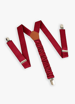 front Boy's Matching Matte Satin Bow Tie & Suspenders Set