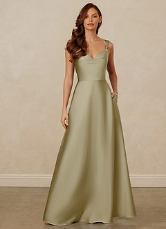 Christian Siriano Bridal for Azazie 1001 Bridesmaid Dresses Moss Green A-Line Sweetheart Neckline Stretch Satin Dress image1