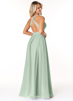 Azazie Ashia Bridesmaid Dresses Agave A-Line Pleated Chiffon Dress image2