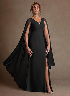 Azazie Boudica Klänningar till brudens mor Klä A-Line i Chiffong Plisserad Svart image1