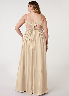 Azazie Zeya Bridesmaid Dresses Champagne A-Line V-Neck Pleated Chiffon Dress image7