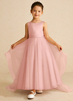 Azazie Pumpkin Flower Girl Dresses Rosette A-Line Convertible Tulle Dress image2