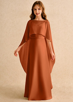 Azazie Fishie Girls Formal Flower Girl Dresses Burnt Orange A-Line Matte Satin Dress image5