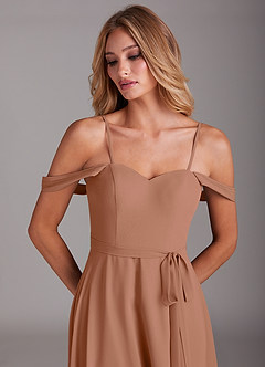 Azazie Aaron Final Sale Blushing Pink A-Line Off the Shoulder Chiffon Convertible Dress image2