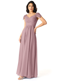Azazie Adelyn Final Sale Agave A-Line Lace Chiffon Dress image3