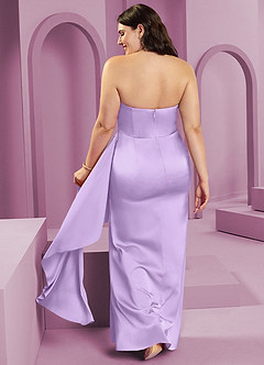 Barbie ♥ Azazie Vestidos de damas de honor Vestido de Lila de Satén Elástico de Corte Recto Convertible con Sin tirantes image10