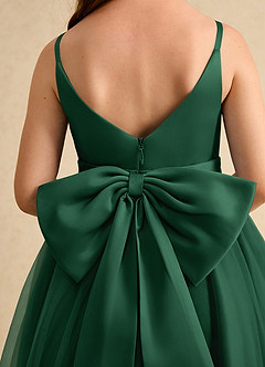Azazie Patootie vestidos de niña de las flores Vestido de Verde Oscuro de Tul de Corte En A con Tirante Espagueti image6