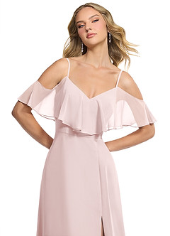 Azazie Jean Robes de demoiselle d'honneur Robe Trapèze Convertible en Mousseline de soie Rose Pâle image6