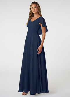 Azazie Jamie Brautjungfernkleider A-Linie Chiffon Kleid Dunkelmarine image3