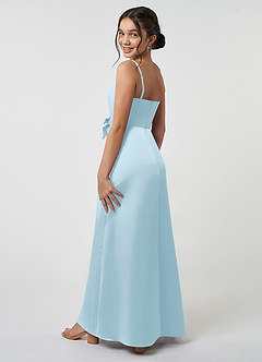 Azazie Anina Junior Robe Trapèze en Satin extensible Arc Bleu Ciel image5