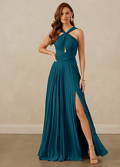 Christian Siriano Bridal for Azazie 1009 Bridesmaid Dresses Ink Blue A-Line Pleated Chiffon Dress image2