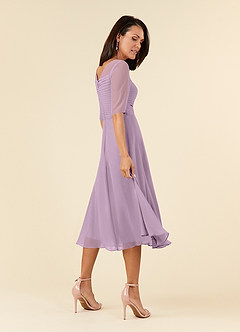 Azazie Naomi Kleider für die Brautmutter A-Linie Bootshals Gefaltet Chiffon Kleid Blauregen image4