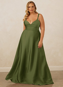 Christian Siriano Bridal for Azazie 1001 Brautjungfernkleider A-Linie Herzausschnitt Stretch-Satin Kleid Olivgrün image11