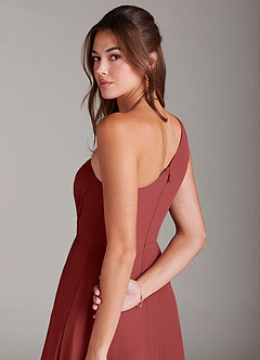 Azazie Brooke Brautjungfernkleider A-Linie One-Shoulder Chiffon Kleid Terrakotta image2