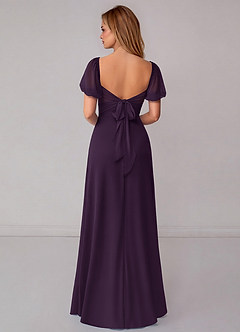 Azazie Fatima Bridesmaid Dresses Plum A-Line with Pockets Chiffon Dress image5