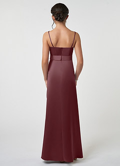 Azazie Anina Junior Robe Trapèze en Satin extensible Arc Sangria image2