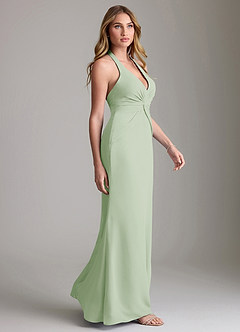 Azazie Valerie Bridesmaid Dresses Dusty Sage Mermaid Pleated Chiffon Dress image4