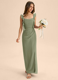 Azazie Jessamine Junior Pistachio Mermaid Sweetheart Neckline Chiffon Dress image3