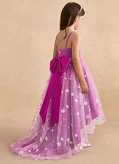 Azazie Celia Flower Girl Dresses Fuchsia A-Line Spaghetti Strap Tulle Dress image4
