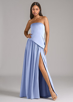 Azazie Adeline Bridesmaid Dresses Ice A-Line Strapless Stretch Satin Convertible Dress image1