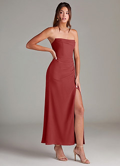 Azazie Leonis Bridesmaid Dresses Rust Mermaid Strapless Chiffon Convertible Dress image8