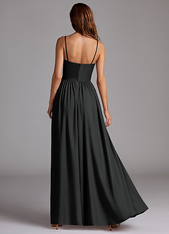 Azazie Calianna Bridesmaid Dresses Black A-Line Off the Shoulder Stretch Satin Convertible Dress image4
