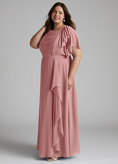 Azazie Aaliyah Modest Bridesmaid Dresses A-Line Scoop Pleated Chiffon Floor-Length Dress image7