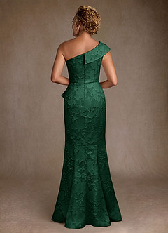 Azazie Hampton Abiti per la Madre della Sposa Abito Sirena in Burnout Floreale Monospalla Verde Scuro image3