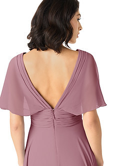 Azazie Pamela Bridesmaid Dresses Vintage Mauve A-Line V-Neck Pleated Chiffon Dress image5