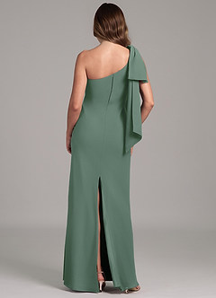 Azazie Capri Bridesmaid Dresses Eucalyptus A-Line One Shoulder Chiffon Dress image2